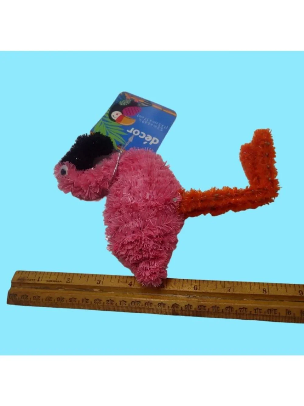 Pink Flamingo Tinsel Figure Party Decoration Ornament 7 inch